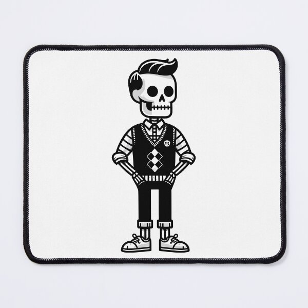 Item preview, Minimalist Preppy Skeleton - Black and White Cartoon designed and sold by QuirkPrint.