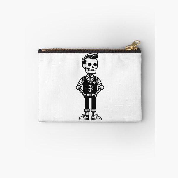 Item preview, Minimalist Preppy Skeleton - Black and White Cartoon designed and sold by QuirkPrint.