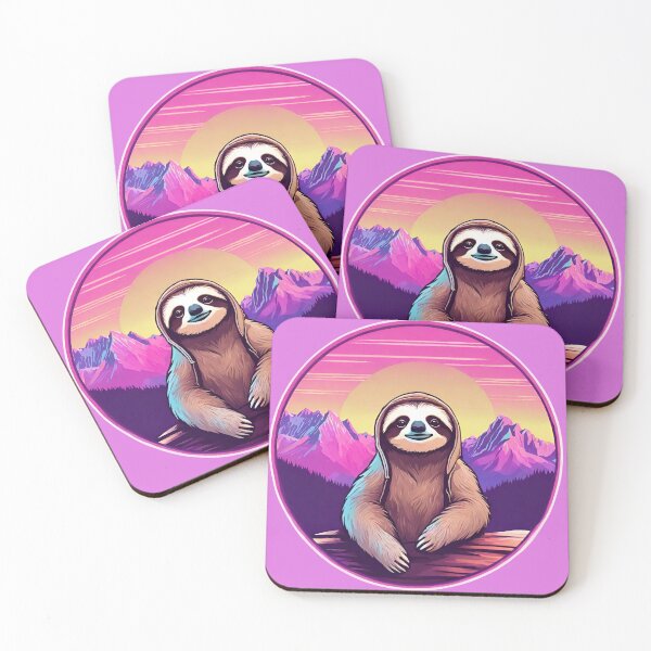 Item preview, Serene Lazy Sloth Hiking on the Mountains at Sunset - Vaporwave Adventure 15 designed and sold by SlothcoreVibes.