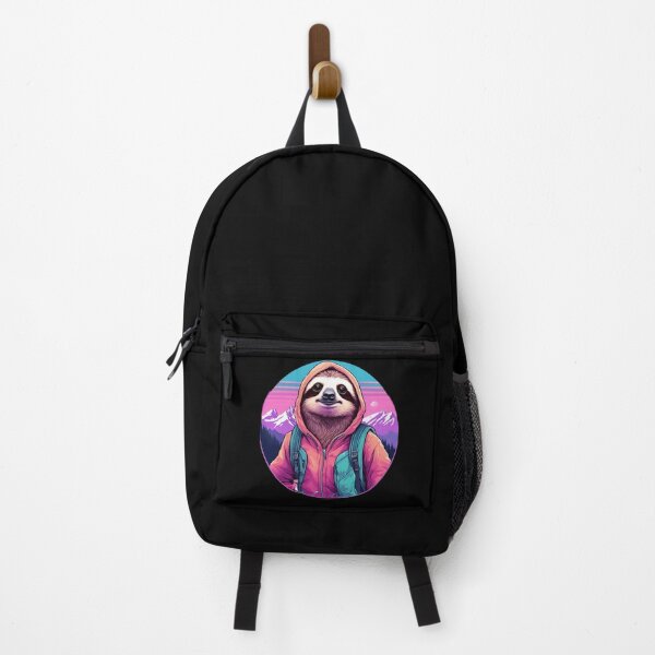 Item preview, Serene Lazy Sloth Hiking on the Mountains at Sunset - Vaporwave Adventure 18 designed and sold by SlothcoreVibes.