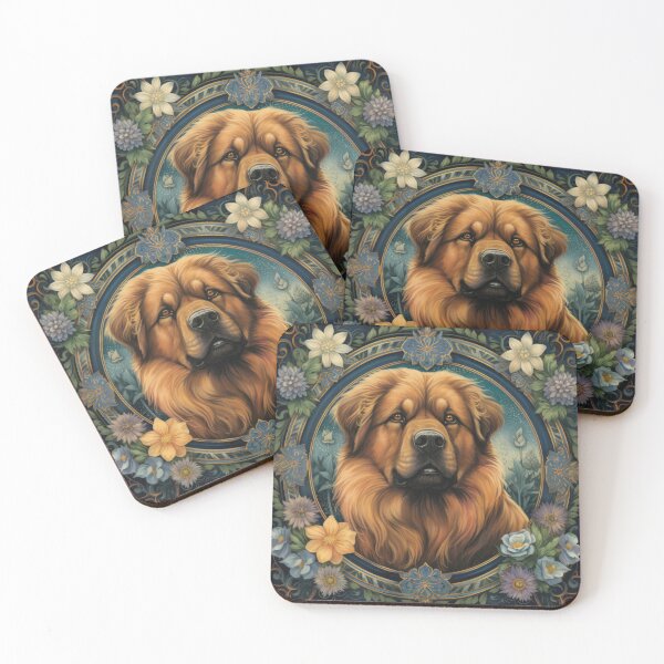 Item preview, Do Khyi Tibetan Mastiff Great Dane dog in retro vintage style designed and sold by WallyPink.
