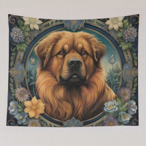 Item preview, Do Khyi Tibetan Mastiff Great Dane dog in retro vintage style designed and sold by WallyPink.
