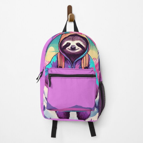 Item preview, Serene Lazy Sloth Hiking on the Mountains at Sunset - Vaporwave Adventure 21 designed and sold by SlothcoreVibes.