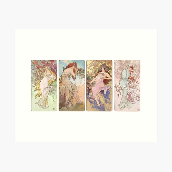 Aperçu de l'œuvre Les quatre saisons III, Alphonse Mucha - HAUTE DÉFINITION créée et vendue par MINDTHECHERRY.