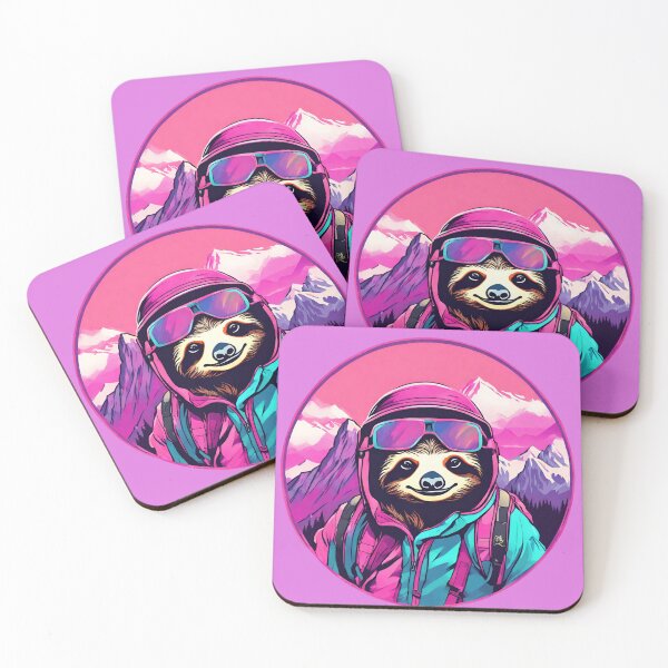 Item preview, Serene Lazy Sloth Hiking on the Mountains at Sunset - Vaporwave Adventure 22 designed and sold by SlothcoreVibes.
