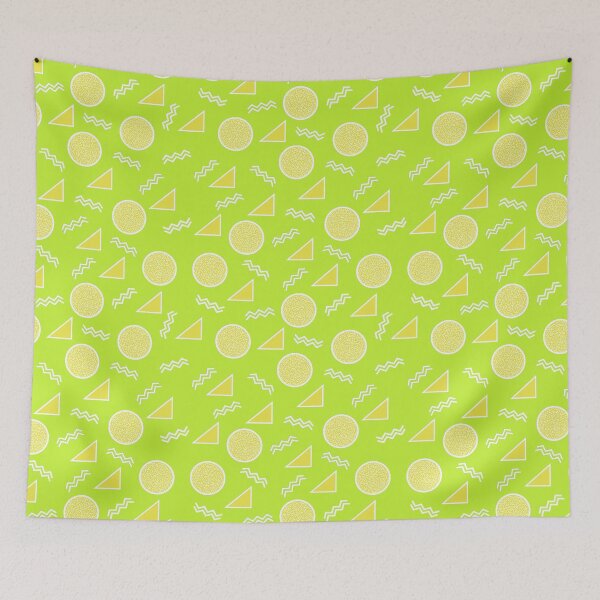 Item preview, Funky Vintage Memphis Style Design with Triangles, Squiggles, Circles In Chartreuse designed and sold by LaRoach Digital Arts.