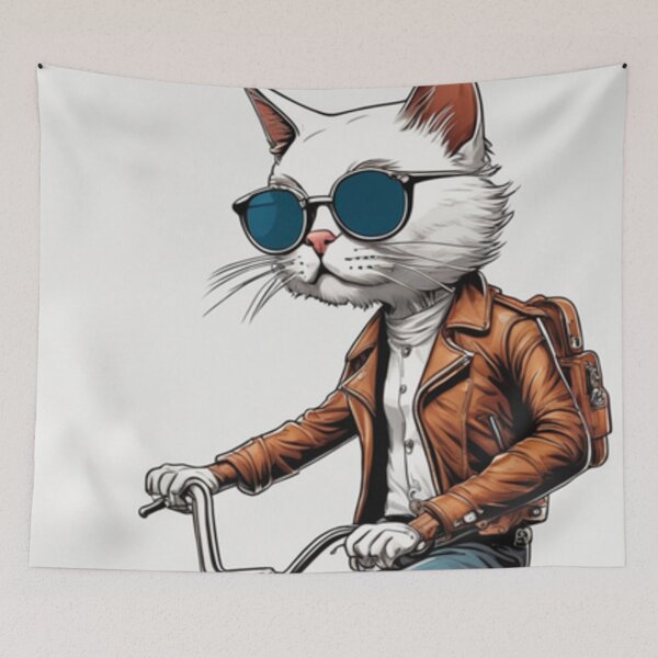 Item preview, Cool Cyclist Cat Artwork designed and sold by Collision19.