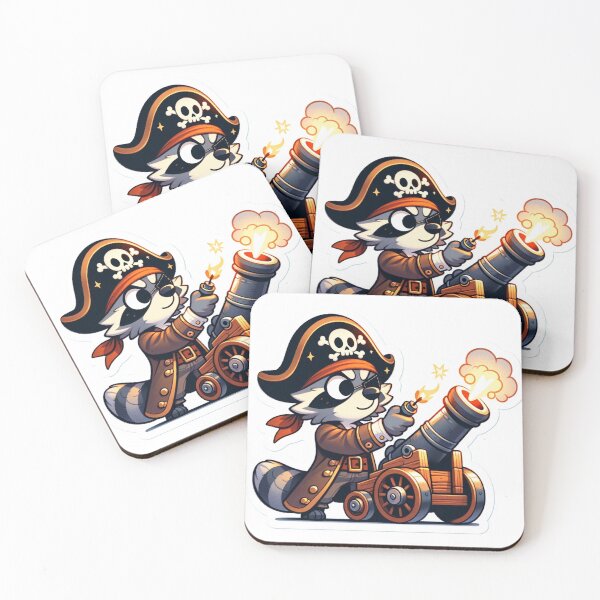 Item preview, Cartoon Pirate Raccoon Firing a Cannon designed and sold by Zestpond.