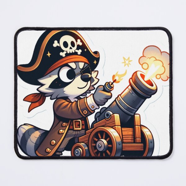 Item preview, Cartoon Pirate Raccoon Firing a Cannon designed and sold by Zestpond.