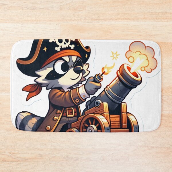 Item preview, Cartoon Pirate Raccoon Firing a Cannon designed and sold by Zestpond.