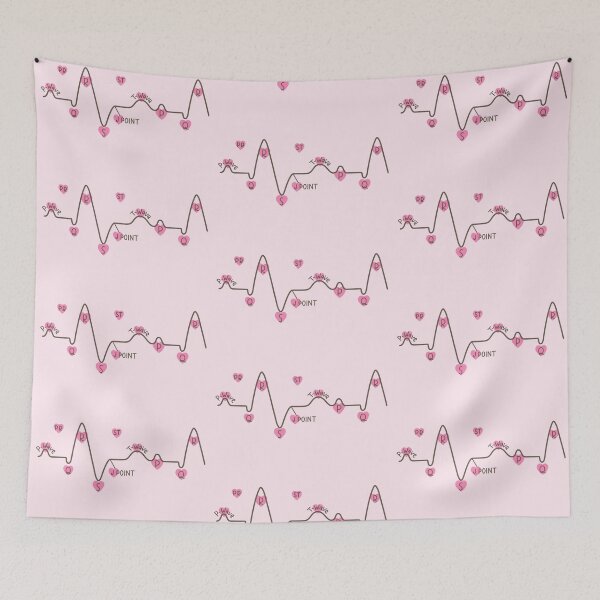 Item preview, Hand Drawn Electrocardiogram ECG With Pink Hearts designed and sold by SofiaSava01.