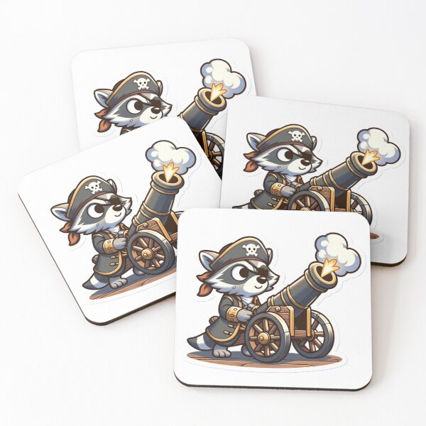 Item preview, Cartoon Pirate Raccoon Firing a Cannon designed and sold by Zestpond.