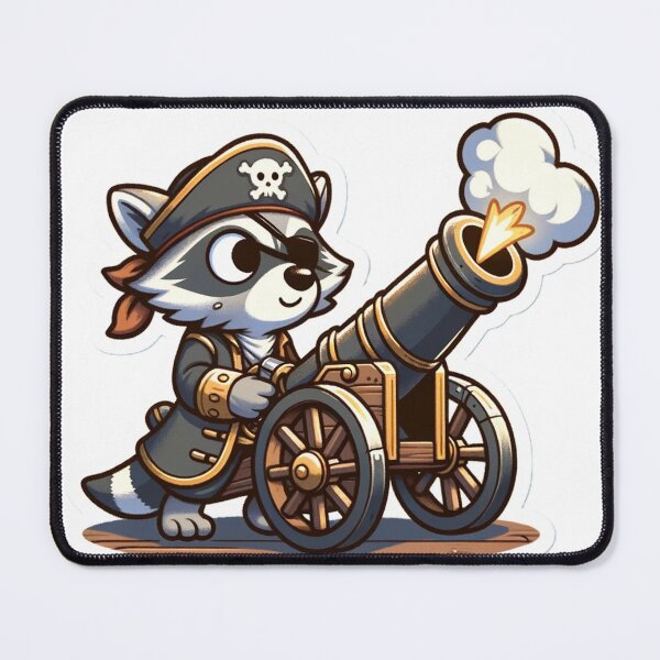 Item preview, Cartoon Pirate Raccoon Firing a Cannon designed and sold by Zestpond.