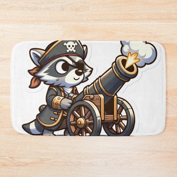Item preview, Cartoon Pirate Raccoon Firing a Cannon designed and sold by Zestpond.