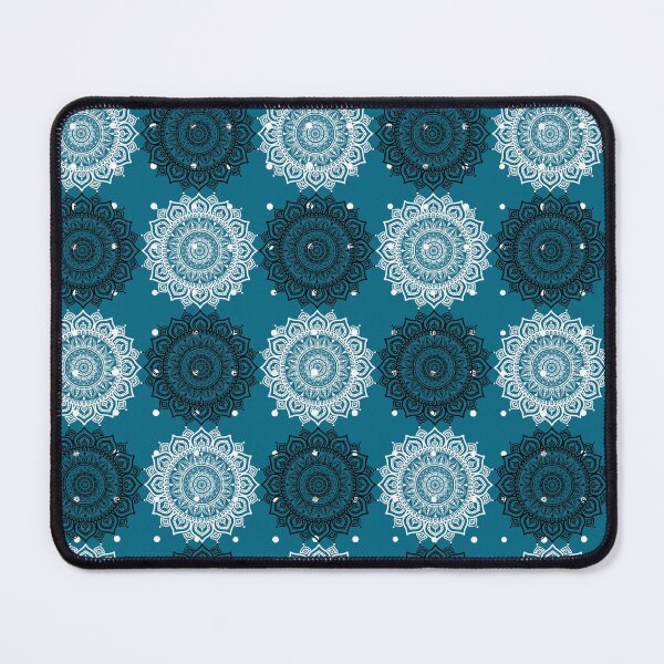 Item preview, Geometric seamless mandala retro in blue - funny vintage vector cute art print design pattern designed and sold by HoneyBlizz.