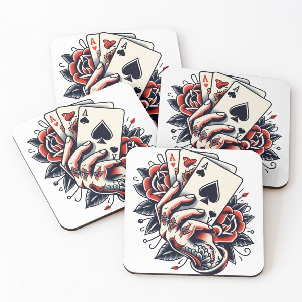 Artikelvorschau, Spielkarten & Rosen Flash Tattoo Art Design entworfen und verkauft von BrianSaysDesign.