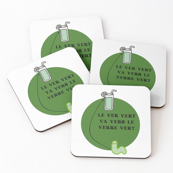 Item preview, a green worm goes towards the green glass designed and sold by Bitty777.