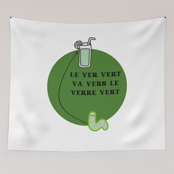 Item preview, a green worm goes towards the green glass designed and sold by Bitty777.