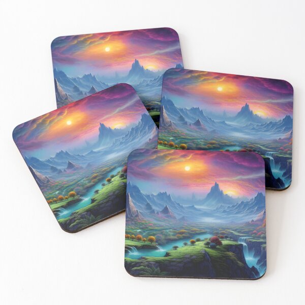 Item preview, Fantasy Landscape - Double Sunrise Rainbow Sky designed and sold by Fantasy Masterpiece.