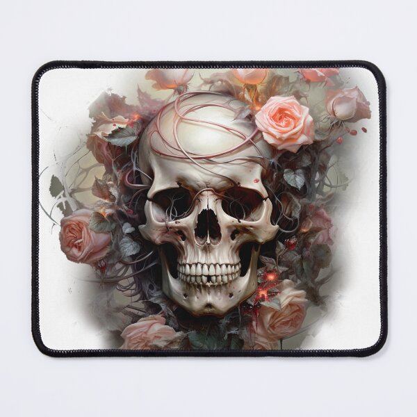 Item preview, Skull Amidst Pink Roses designed and sold by Ink-Elegance.