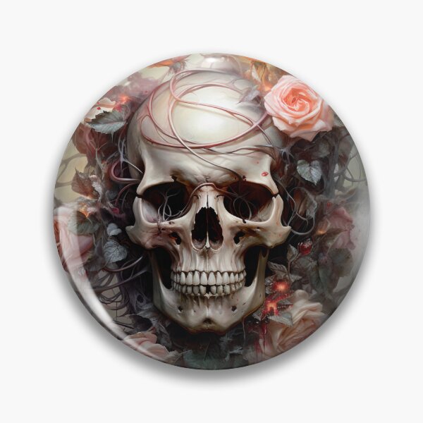 Item preview, Skull Amidst Pink Roses designed and sold by Ink-Elegance.