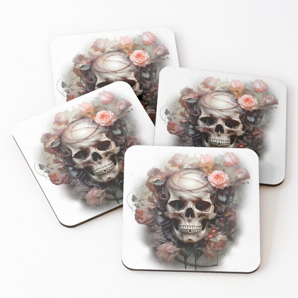 Item preview, Skull Amidst Pink Roses designed and sold by Ink-Elegance.