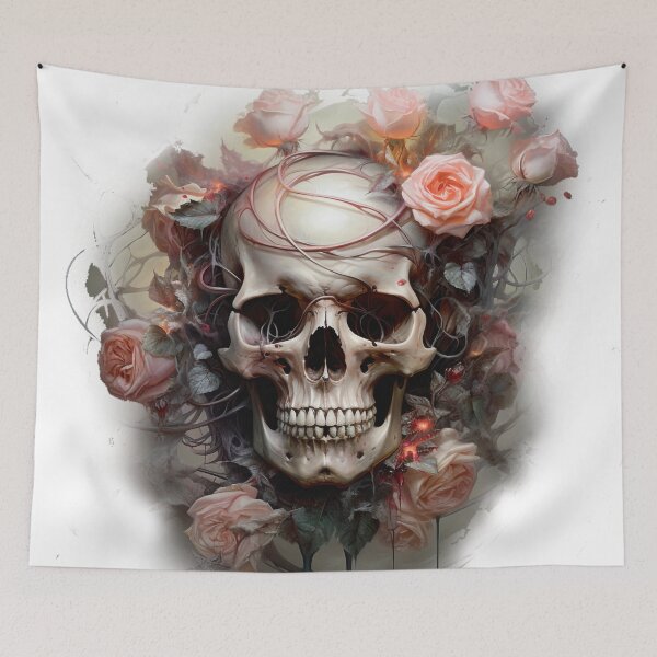Item preview, Skull Amidst Pink Roses designed and sold by Ink-Elegance.