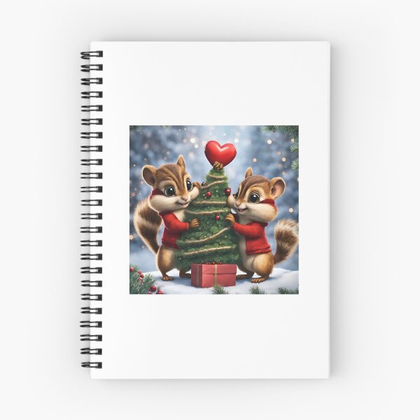 Item preview, chipmunks trimming a Christmas tree designed and sold by seahorse crossing.