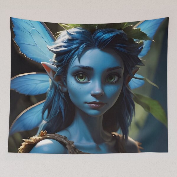Item preview, Cute Blue Fantasy Elf Fairy designed and sold by TheArtOfPat.