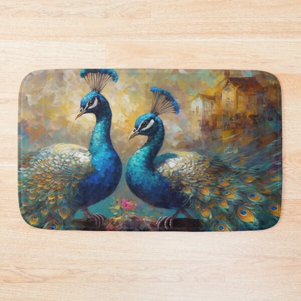 Item preview, Rare Wildlife Abstract Wall Art Pair of Peacocks Animals Oil Painting A437 designed and sold by MPCFICTION.