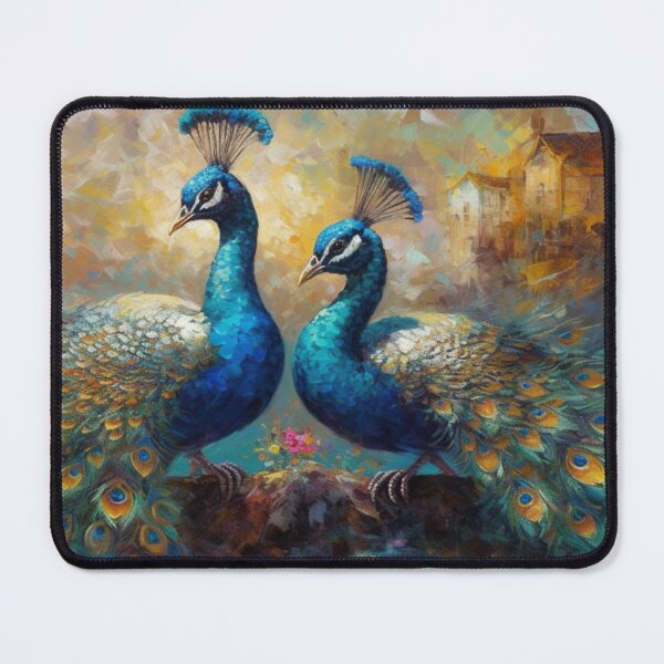 Item preview, Rare Wildlife Abstract Wall Art Pair of Peacocks Animals Oil Painting A437 designed and sold by MPCFICTION.