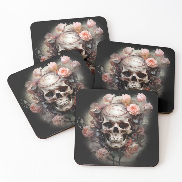 Item preview,  Skull Amidst Pink Roses designed and sold by Ink-Elegance.