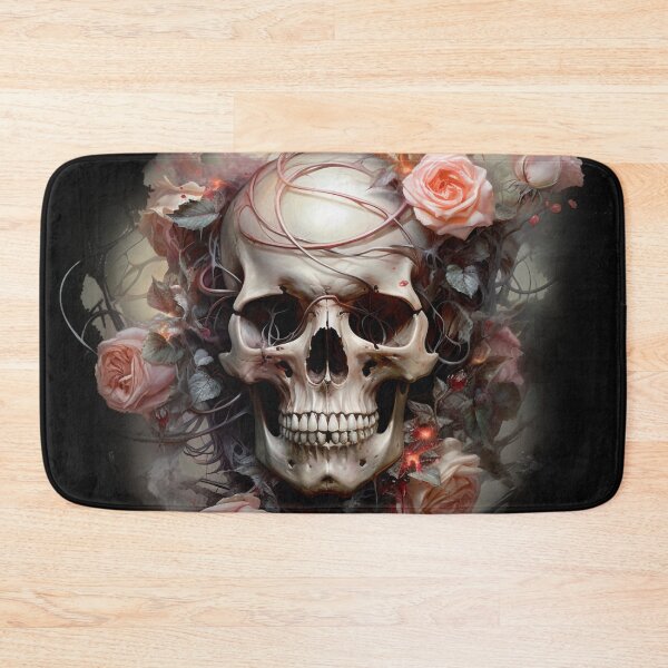 Item preview,  Skull Amidst Pink Roses designed and sold by Ink-Elegance.