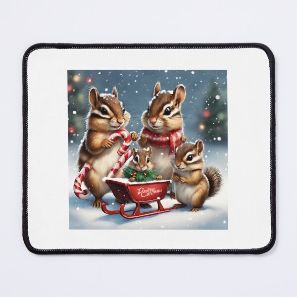 Item preview, chipmunk family celebrating Christmas designed and sold by seahorse crossing.