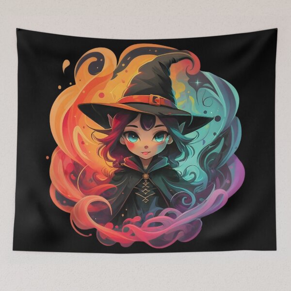Item preview, Colorful Magical Cute Witch Cartoon illustration  designed and sold by DragonRealms.