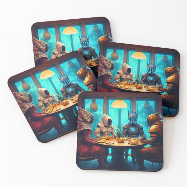 Item preview, Strange Weird Art Creative Original Artwork Late Dinner Party Offworld A238 designed and sold by MPCFICTION.
