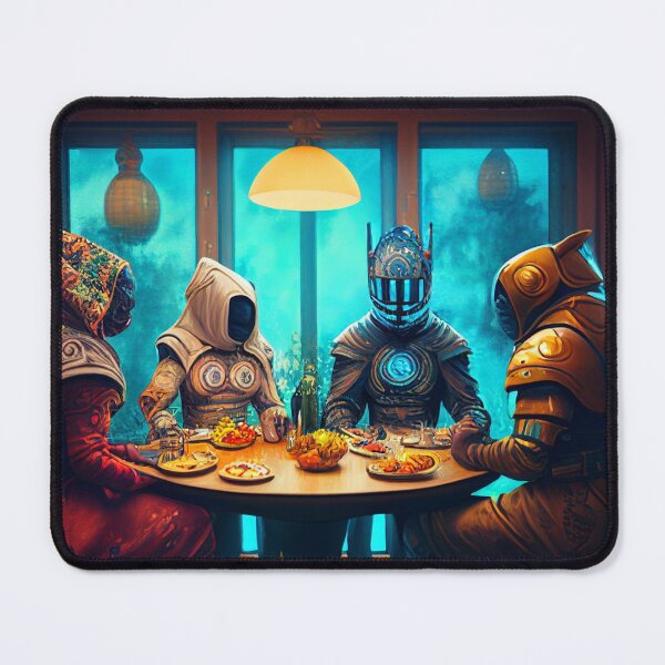 Item preview, Strange Weird Art Creative Original Artwork Late Dinner Party Offworld A238 designed and sold by MPCFICTION.