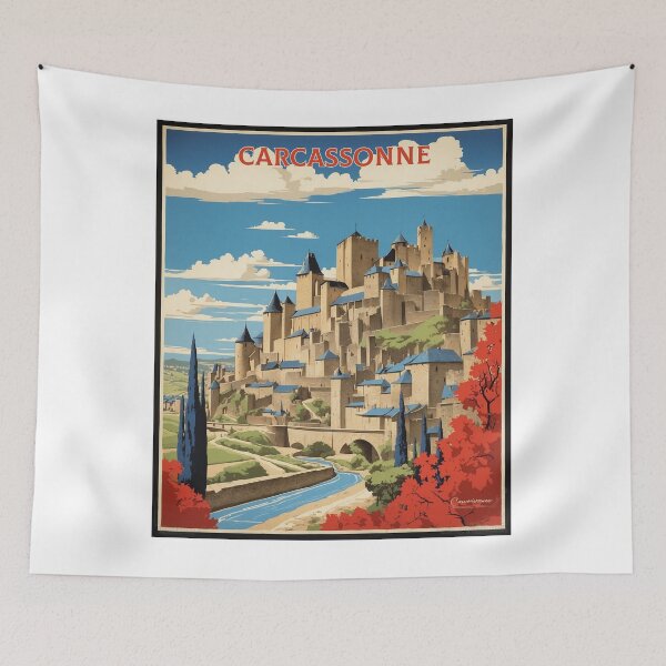Item preview, Carcassonne Francia Vintage Poster Turismo designed and sold by TravelersGems.