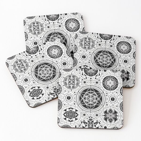 Item preview, Mandala Sacred Geometry Black White Lotus Kaleidoscope  designed and sold by CoffeeIsATrip.