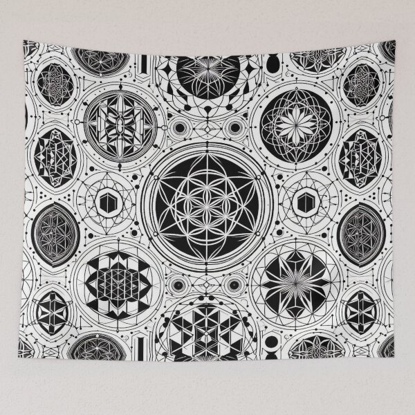 Item preview, Mandala Sacred Geometry Black White Lotus Kaleidoscope  designed and sold by CoffeeIsATrip.