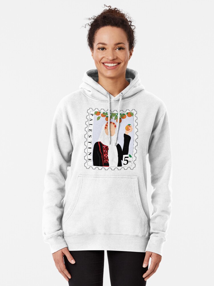 Thumbnail 1 of 5, Pullover Hoodie, Palestinian woman postage designed and sold by ZaynahJArt.