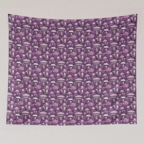 Item preview, pink and purple mushroom pattern #5 designed and sold by darkartsflowers.
