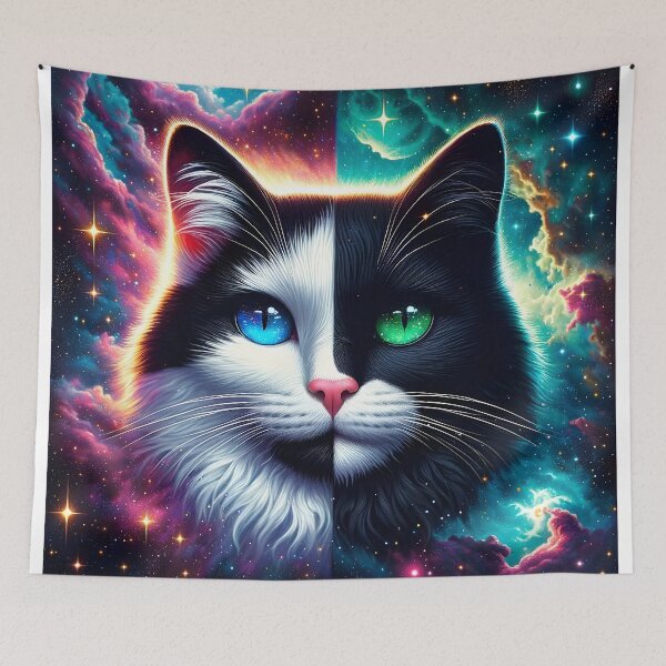 Item preview, Cosmic Gaze - Celestial Feline Majesty" designed and sold by inkArtistryfine.