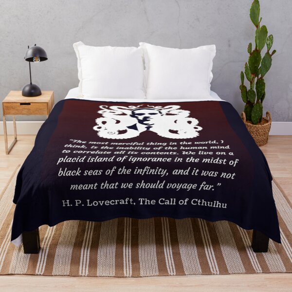 Item preview, H.P. Lovecraft portrait and quote: H.P. Lovecraft portrait and quote: The most merciful thing in the world, I think, is the inability of the human mind to correlate all its contents. designed and sold by artbleed.