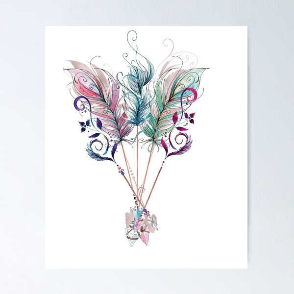 Item preview, Colorful and cute Watercolor Feathers Arrows Beautiful Feathers  designed and sold by InnaMGraphic.