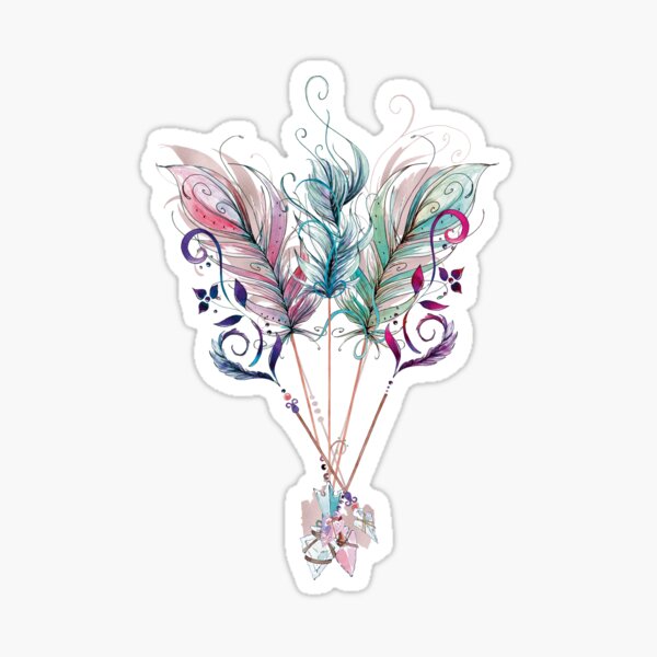 Item preview, Colorful and cute Watercolor Feathers Arrows Beautiful Feathers  designed and sold by InnaMGraphic.