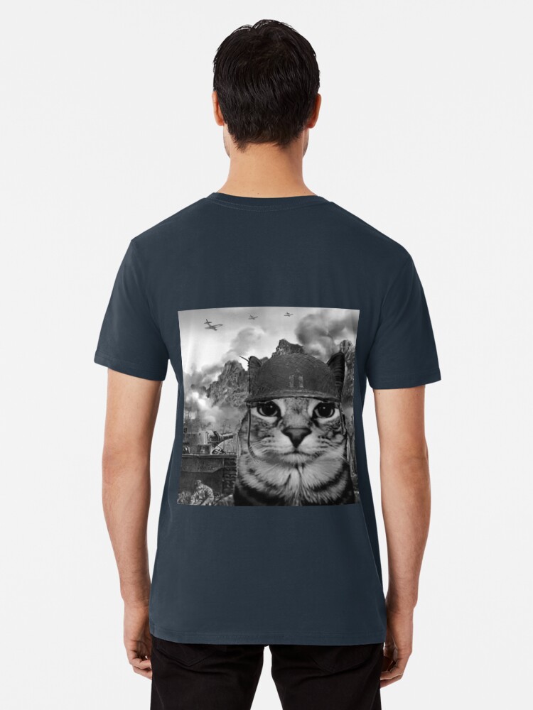 Army Cat Troop Soldier In Battle | Premium T-Shirt