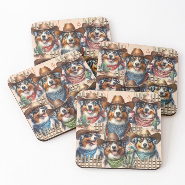Item preview, Australian Shepherd Herding Dogs in Cowboy Hats Western designed and sold by Animals-on-me.