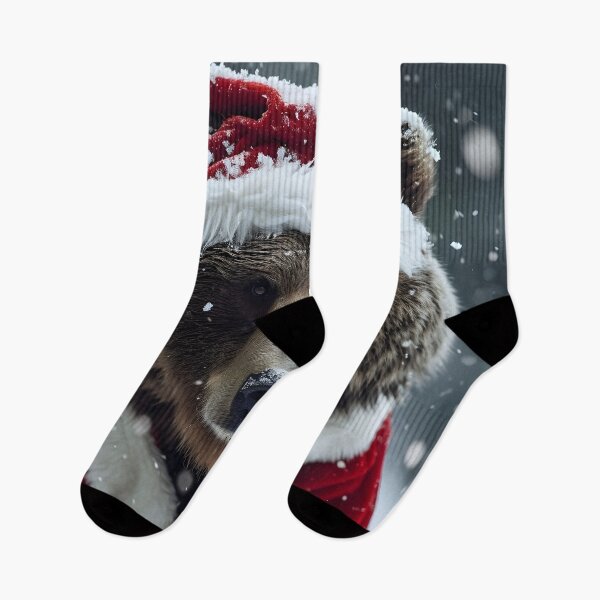 Item preview, grizzly bear dressed in a santa claus outfit designed and sold by dcrc.