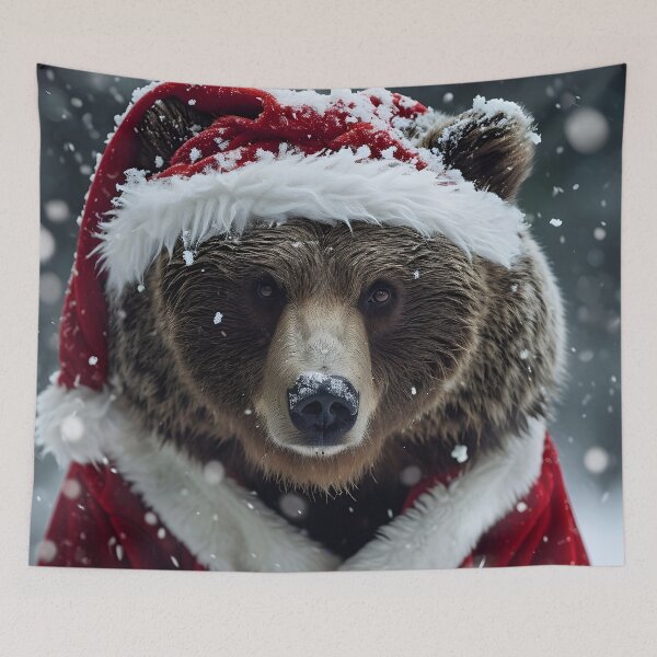 Item preview, grizzly bear dressed in a santa claus outfit designed and sold by dcrc.